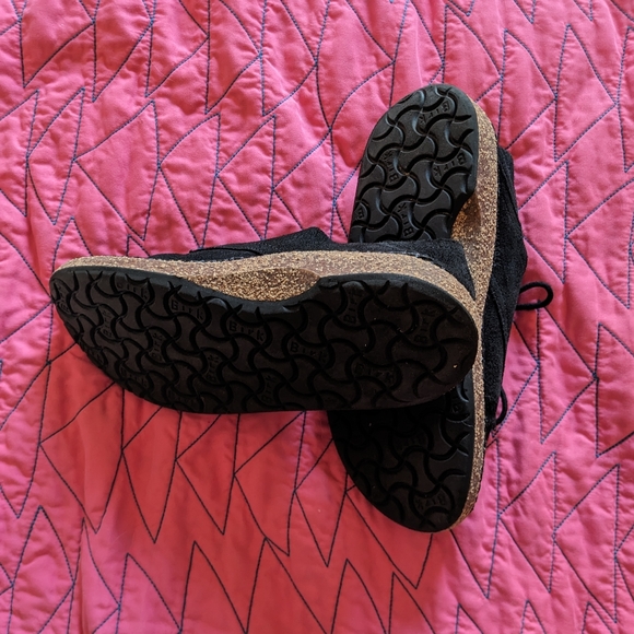 Birkenstock Gary Black Suede Classic Cork Sole Lace Up Womens 7 EUC - Picture 2 of 15